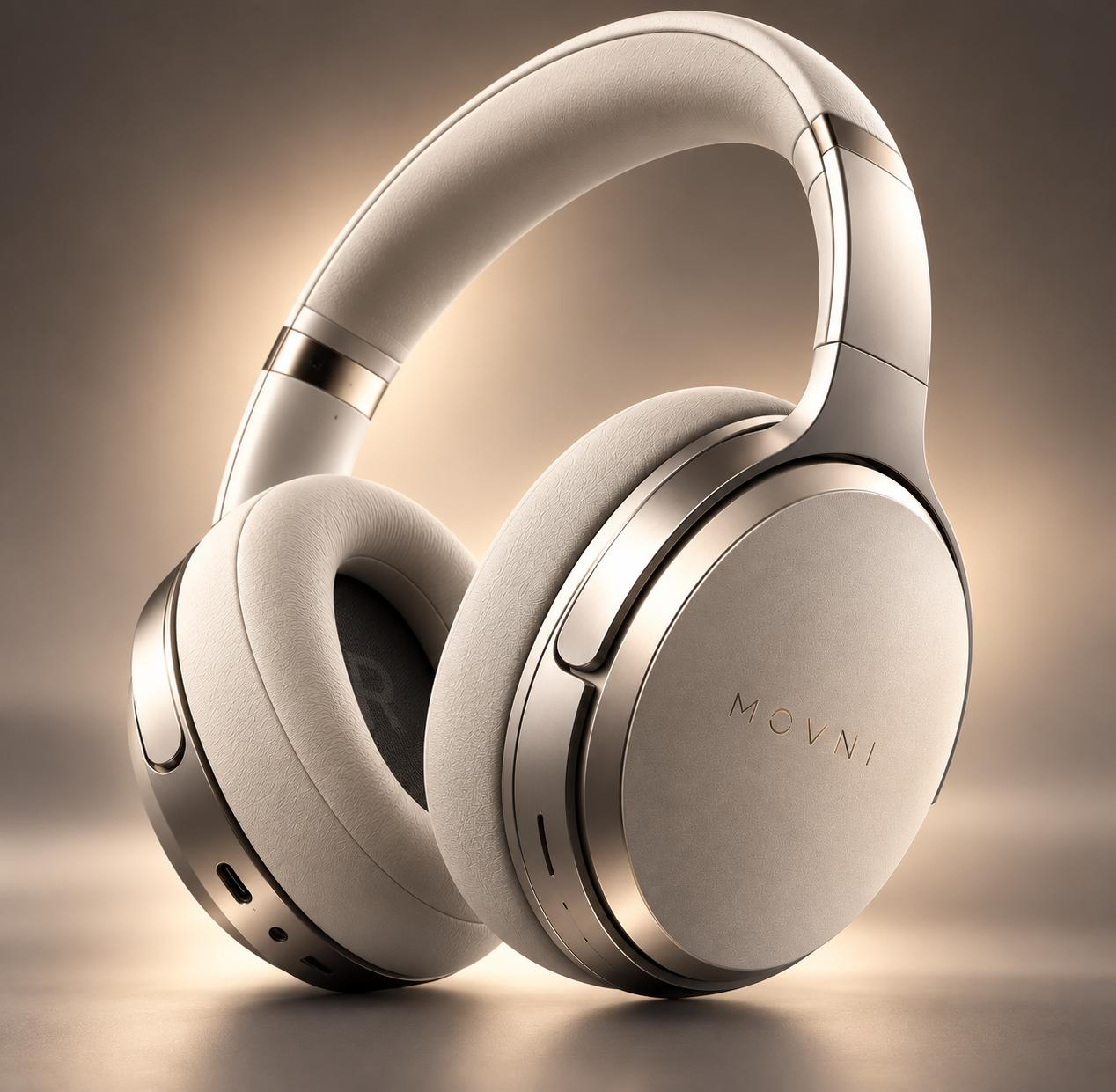 MOVNI Andromeda A72 headphones in ivory and champagne