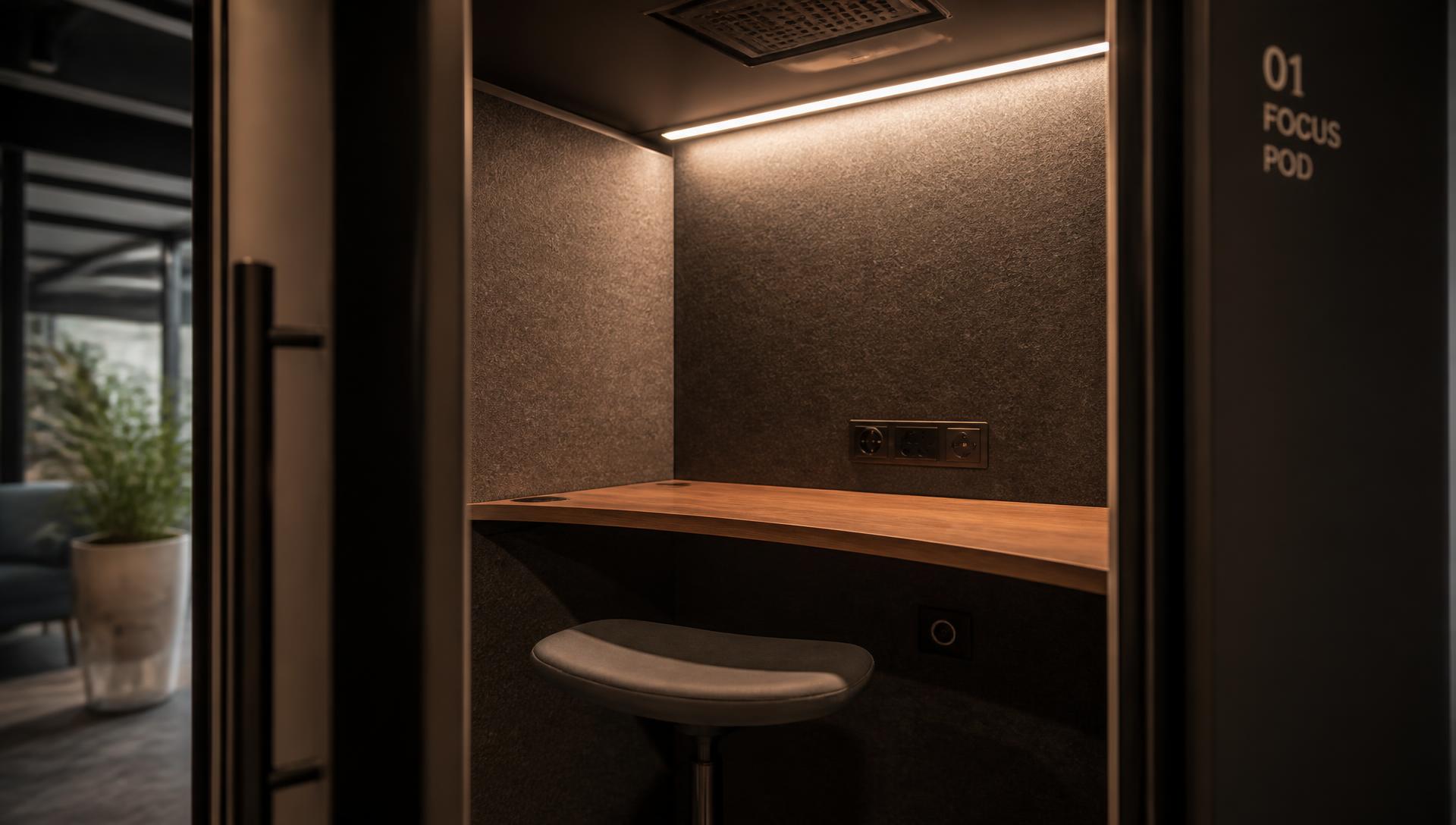 Interior of a MOVNI pod with integrated lighting and ventilation